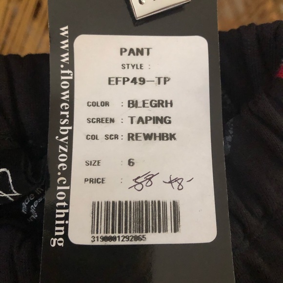 FLOWERS BY ZOE black sweatpants size 6 - Picture 2 of 2